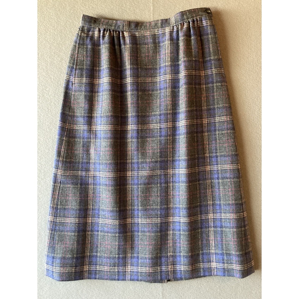 Pendleton Women's Skirt 8 Multicolor Plaid Straight Pencil Lined Wool USA #498
